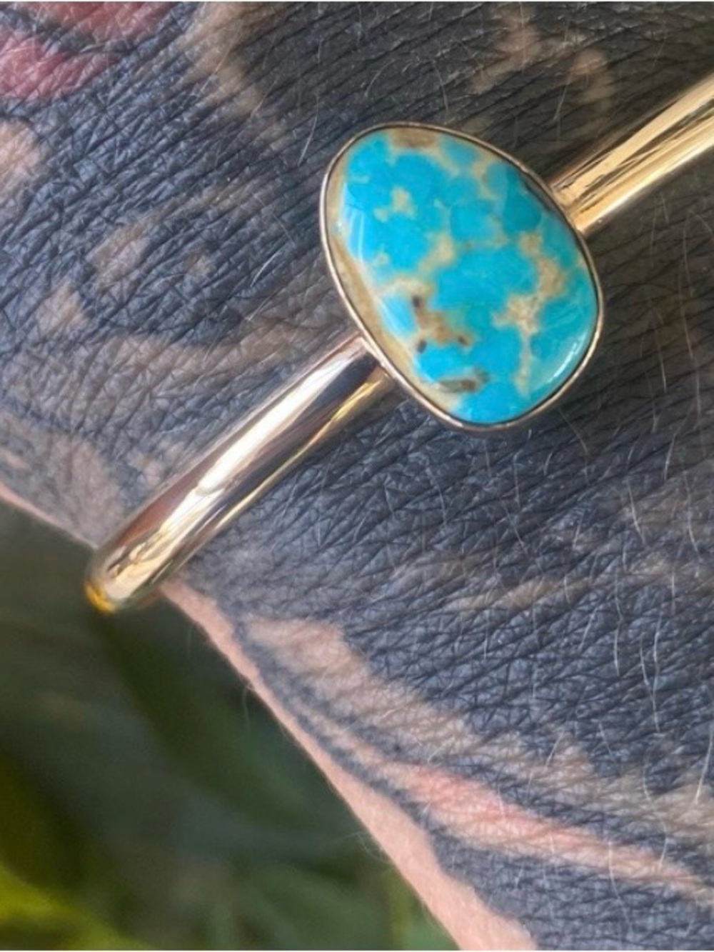 Turquoise Stone Gold filled Bangle Bracelet - Women Jewelry